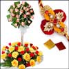 Fancy Rakhi(single) with Life Size Flower Arrangement - Click here to View more details about this Product